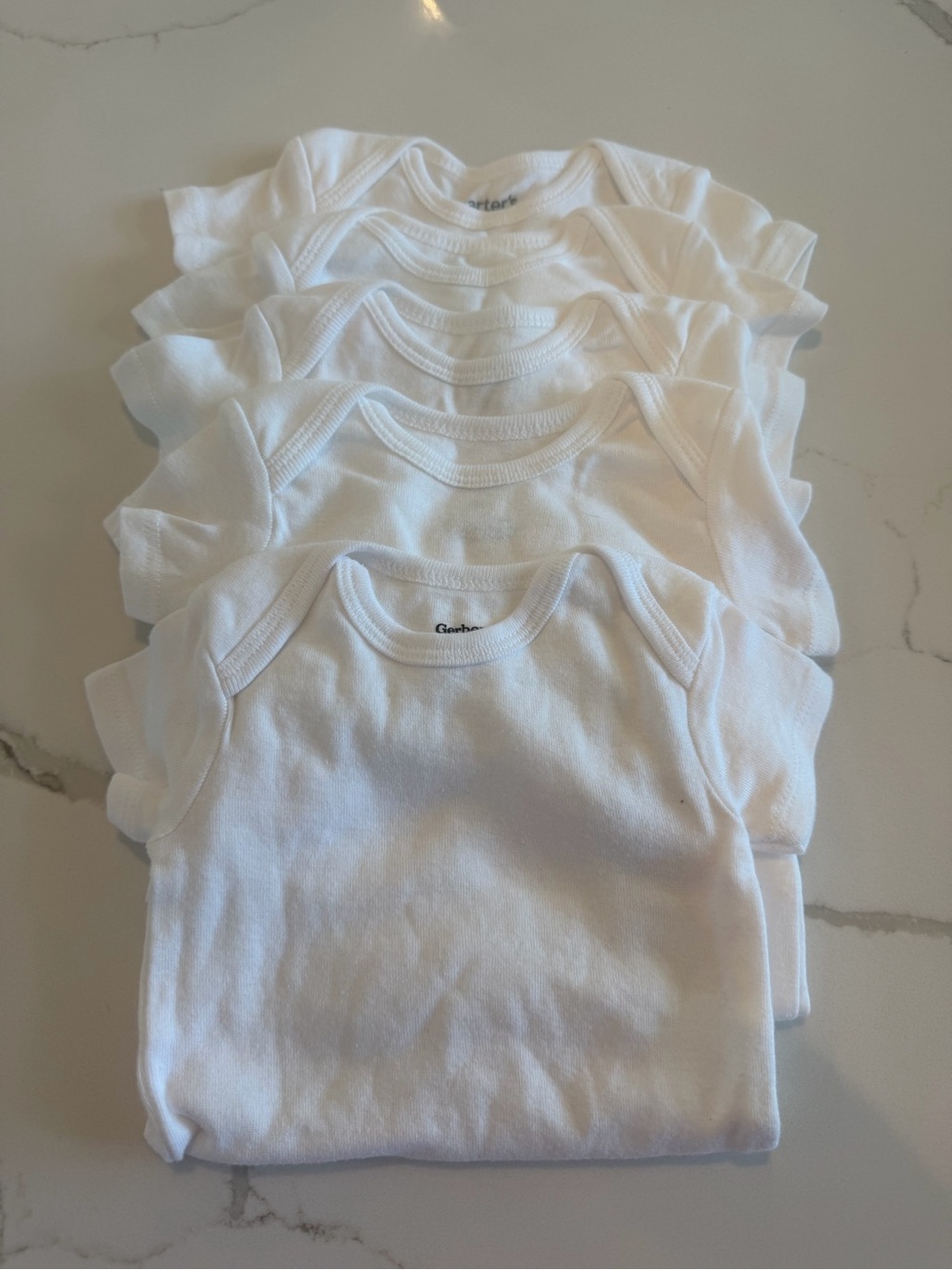 NWOT White Baby Short-Sleeve Onesies - 5-Pack; 3 month